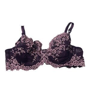Wacoal Purple lavender scalloped floral Lace Unlined bra 34C  65191